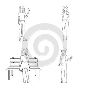 Isolated object of posture and mood sign. Set of posture and female stock vector illustration.