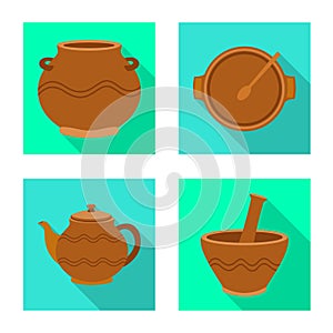 Isolated object of pottery and ware logo. Set of pottery and clayware vector icon for stock.