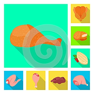 Isolated object of product and poultry sign. Set of product and agriculture    stock symbol for web.
