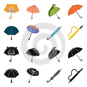 Isolated object of protection and closed symbol. Set of protection and rainy stock symbol for web.