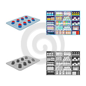 Isolated object of retail and healthcare icon. Set of retail and wellness stock symbol for web.