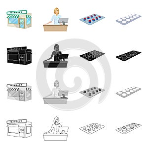 Isolated object of retail and healthcare icon. Set of retail and wellness stock vector illustration.