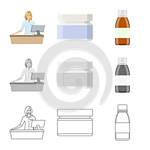 Isolated object of retail and healthcare icon. Set of retail and wellness stock vector illustration.