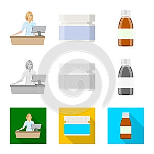 Isolated object of retail and healthcare logo. Collection of retail and wellness stock symbol for web.
