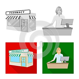 Isolated object of retail and healthcare logo. Collection of retail and wellness vector icon for stock.