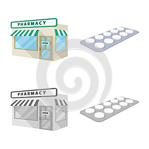 Isolated object of retail and healthcare logo. Collection of retail and wellness vector icon for stock.