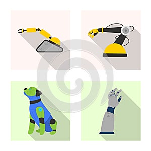 Isolated object of robot and factory icon. Set of robot and space vector icon for stock.