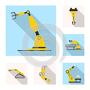 Isolated object of robot and factory icon. Set of robot and space vector icon for stock.