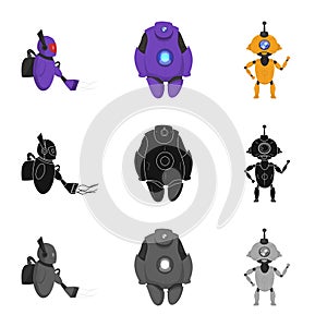 Isolated object of robot and factory logo. Collection of robot and space vector icon for stock.