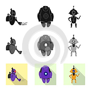 Isolated object of robot and factory symbol. Collection of robot and space stock vector illustration.