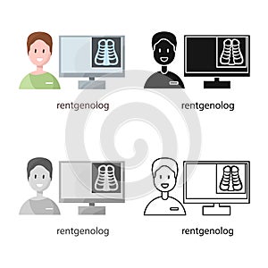 Isolated object of roentgenology and physician symbol. Set of roentgenology and diagnosis stock vector illustration.