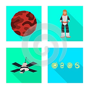 Isolated object of science and cosmic icon. Set of science and technology stock vector illustration.