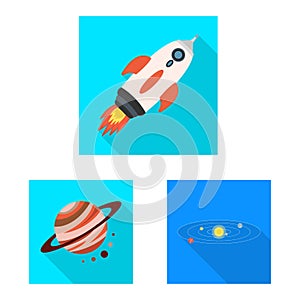 Isolated object of science and cosmic symbol. Collection of science and technology vector icon for stock.