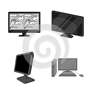 Isolated object of screen and computer icon. Set of screen and mockup stock symbol for web.