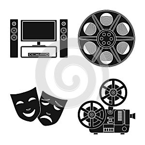 Isolated object of session and viewing icon. Set of session and theater vector icon for stock.