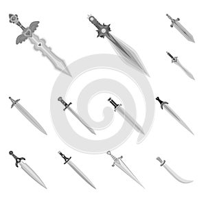 Isolated object of sharp and blade icon. Set of sharp and dagger vector icon for stock.