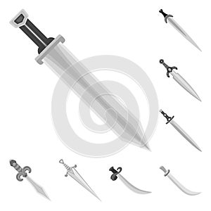 Isolated object of sharp and blade logo. Set of sharp and dagger stock vector illustration.
