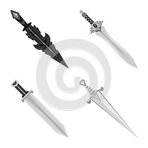 Isolated object of sharp and blade logo. Set of sharp and dagger vector icon for stock.