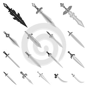 Isolated object of sharp and blade sign. Collection of sharp and dagger stock vector illustration.