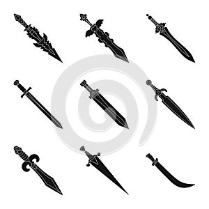 Isolated object of sharp and blade  sign. Set of sharp and dagger  stock vector illustration.