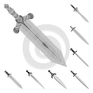 Isolated object of sharp and blade  sign. Set of sharp and dagger  vector icon for stock.