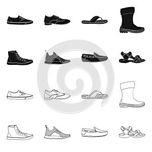 Isolated object of shoe and footwear logo. Set of shoe and foot stock vector illustration. photo