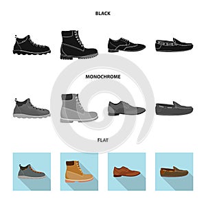 Vector illustration of shoe and footwear icon. Set of shoe and foot stock vector illustration. photo