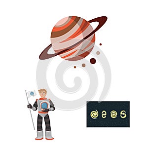 Isolated object of space and galaxy symbol. Set of space and travels vector icon for stock.