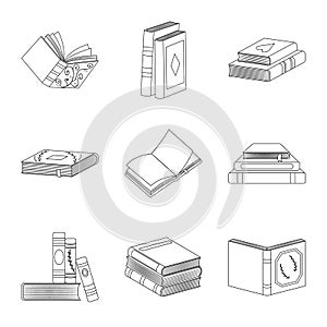 Isolated object of study  and literature  icon. Set of study  and source stock vector illustration.