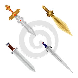 Isolated object of sword and dagger sign. Collection of sword and weapon stock vector illustration.