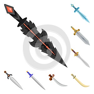 Isolated object of sword  and dagger  sign. Collection of sword  and weapon vector icon for stock.