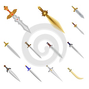 Isolated object of sword  and dagger  symbol. Collection of sword  and weapon stock symbol for web.