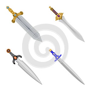 Isolated object of sword  and dagger  symbol. Set of sword  and weapon stock symbol for web.