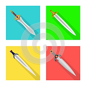 Isolated object of and sword icon. Set of and knife vector icon for stock.