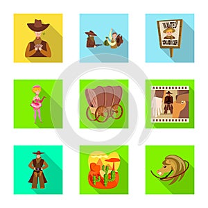 Isolated object of texas and history icon. Collection of texas and culture stock vector illustration.