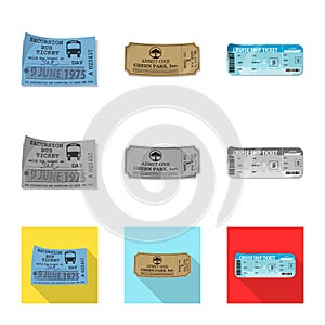 Isolated object of ticket and admission icon. Collection of ticket and event stock symbol for web.