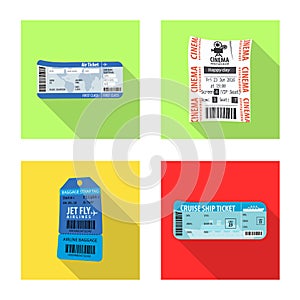 Isolated object of ticket and admission icon. Collection of ticket and event vector icon for stock.