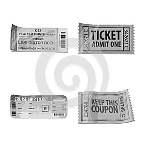 Isolated object of ticket and admission icon. Set of ticket and event stock vector illustration.