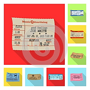 Isolated object of ticket and admission logo. Set of ticket and event vector icon for stock.