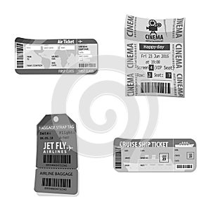 Isolated object of ticket and admission logo. Set of ticket and event vector icon for stock.