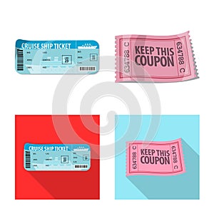 Isolated object of ticket and admission sign. Collection of ticket and event stock symbol for web.