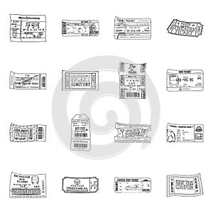 Isolated object of ticket and admission sign. Set of ticket and event stock vector illustration.