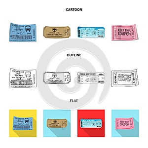 Isolated object of ticket and admission sign. Set of ticket and event vector icon for stock.