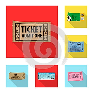 Isolated object of ticket and admission symbol. Collection of ticket and event stock symbol for web.
