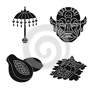 Isolated object of and traditional icon. Set of and bali stock symbol for web.