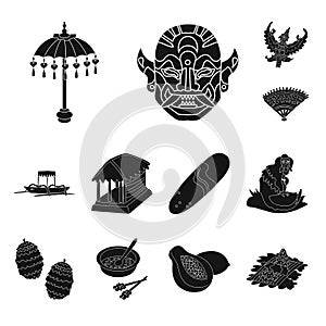 Isolated object of  and traditional logo. Collection of  and bali stock vector illustration.