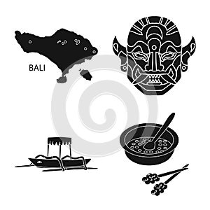 Isolated object of and traditional sign. Collection of and bali stock vector illustration.