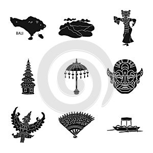 Isolated object of  and traditional sign. Set of  and bali stock vector illustration.