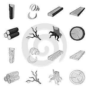 Isolated object of tree and raw logo. Set of tree and construction stock symbol for web.
