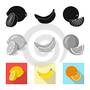 Isolated object of vegetable and fruit logo. Set of vegetable and vegetarian vector icon for stock.